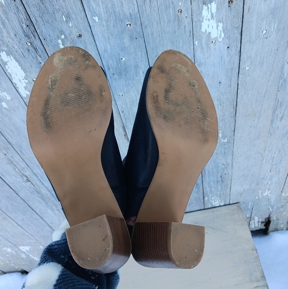 Steve Madden Womens 7.5M Nobel Block Heels Black Leather Open Toe Ankle Boot - Picture 8 of 10